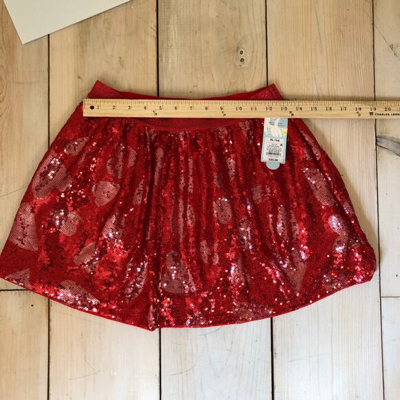 Cat & Jack NWT Girls' Red Heart Sequined Skirt Size XL (14) - Picture 7 of 8